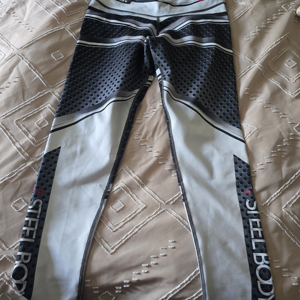 Women's Black and Gray Compression Leggings